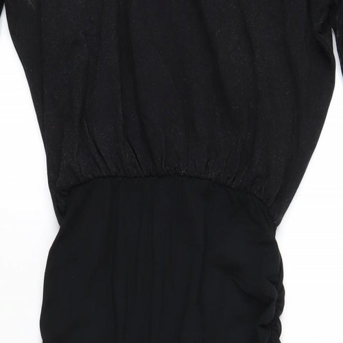 Mint Velevet Womens Black Animal Print Viscose Bodycon Size 8 Boat Neck Pullover