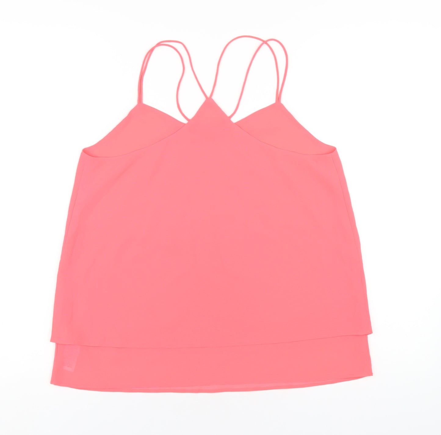 New Look Womens Pink Polyester Camisole T-Shirt Size 10 V-Neck