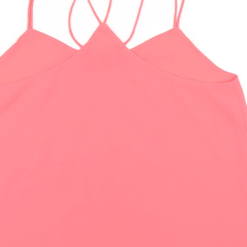New Look Womens Pink Polyester Camisole T-Shirt Size 10 V-Neck