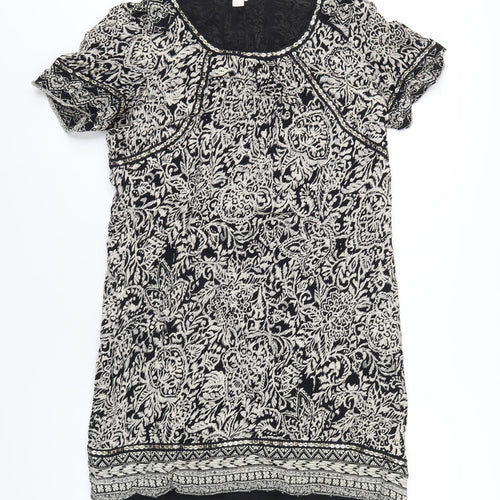 Monsoon Womens Black Geometric Polyester A-Line Size 12 Round Neck Pullover