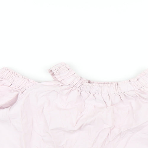 River Island Girls Pink Cotton Basic T-Shirt Size 7-8 Years Off the Shoulder Pullover