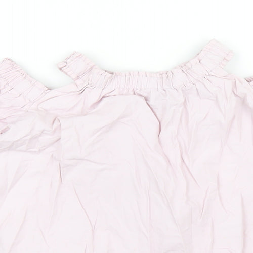 River Island Girls Pink Cotton Basic T-Shirt Size 7-8 Years Off the Shoulder Pullover