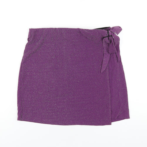 Pieces Womens Purple Polyamide A-Line Skirt Size L