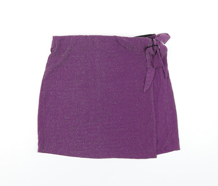 Pieces Womens Purple Polyamide A-Line Skirt Size L