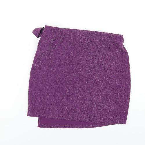 Pieces Womens Purple Polyamide A-Line Skirt Size L