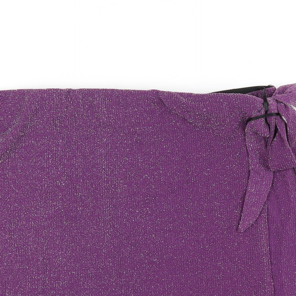 Pieces Womens Purple Polyamide A-Line Skirt Size L