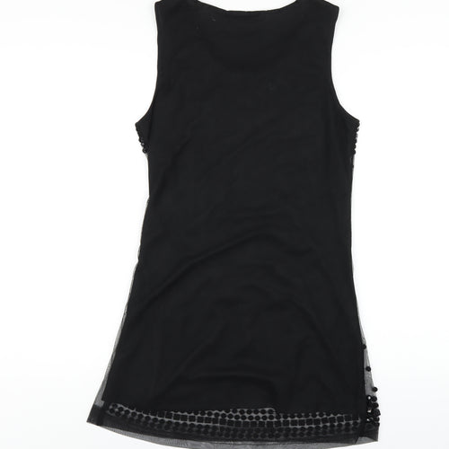 MODO Womens Black Polyester A-Line Size 12 Round Neck Pullover - Beaded