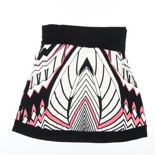 Marx Womens Multicoloured Geometric Viscose A-Line Skirt Size L