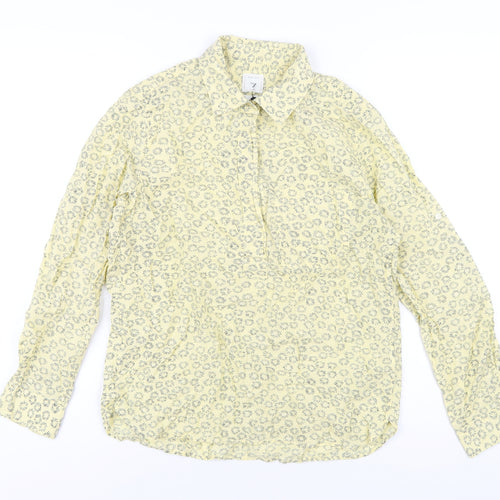 Gap Womens Yellow Geometric Cotton Basic T-Shirt Size S Collared