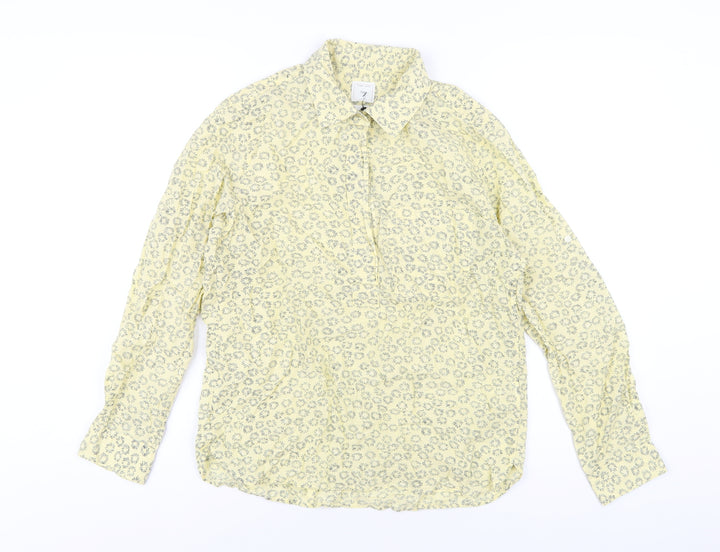 Gap Womens Yellow Geometric Cotton Basic T-Shirt Size S Collared