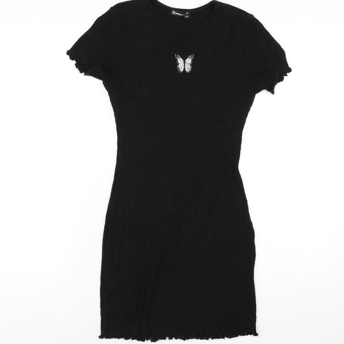 Popular 21 Womens Black Viscose Bodycon Size M Round Neck Pullover