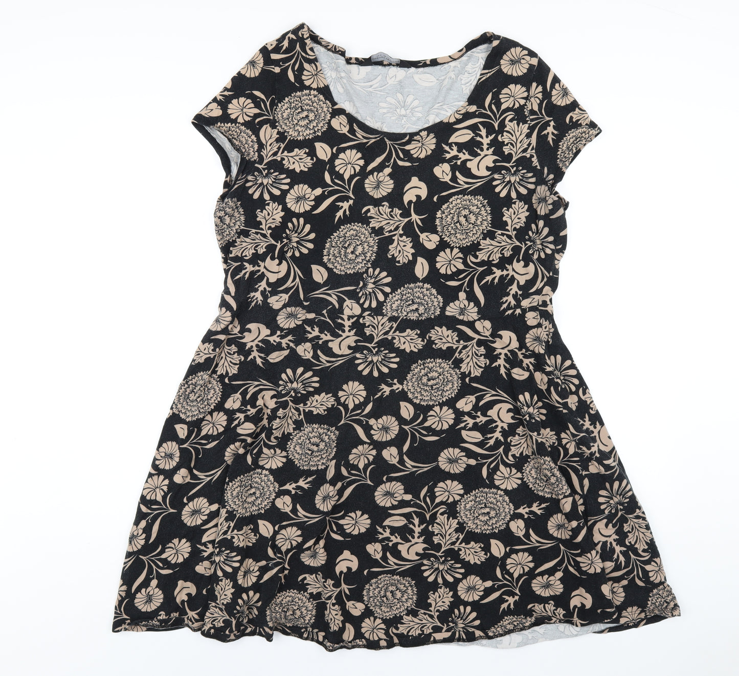 Dorothy Perkins Womens Black Geometric Cotton A-Line Size 20 Round Neck Pullover