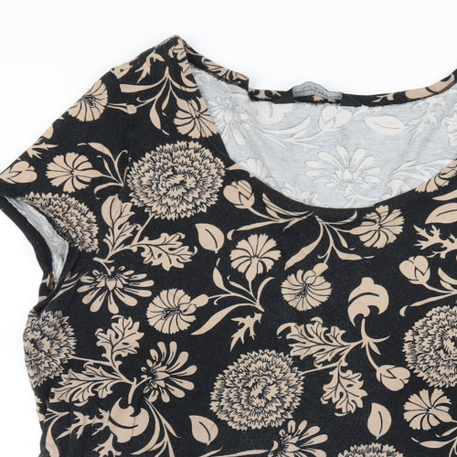 Dorothy Perkins Womens Black Geometric Cotton A-Line Size 20 Round Neck Pullover