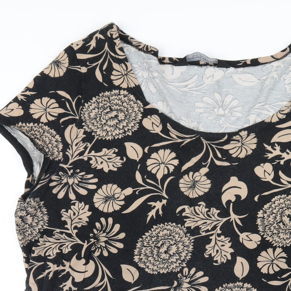 Dorothy Perkins Womens Black Geometric Cotton A-Line Size 20 Round Neck Pullover