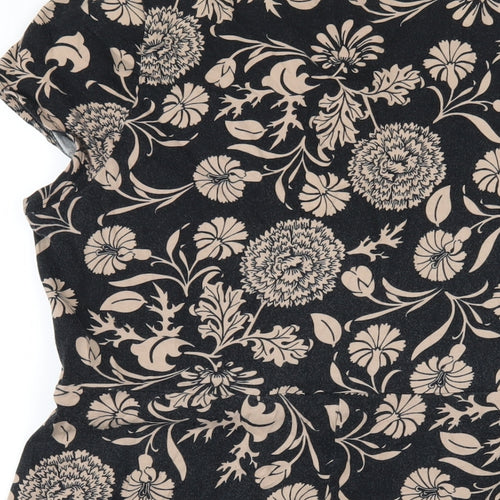 Dorothy Perkins Womens Black Geometric Cotton A-Line Size 20 Round Neck Pullover