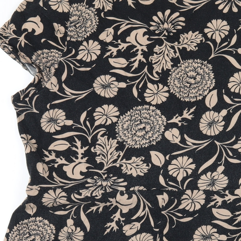 Dorothy Perkins Womens Black Geometric Cotton A-Line Size 20 Round Neck Pullover