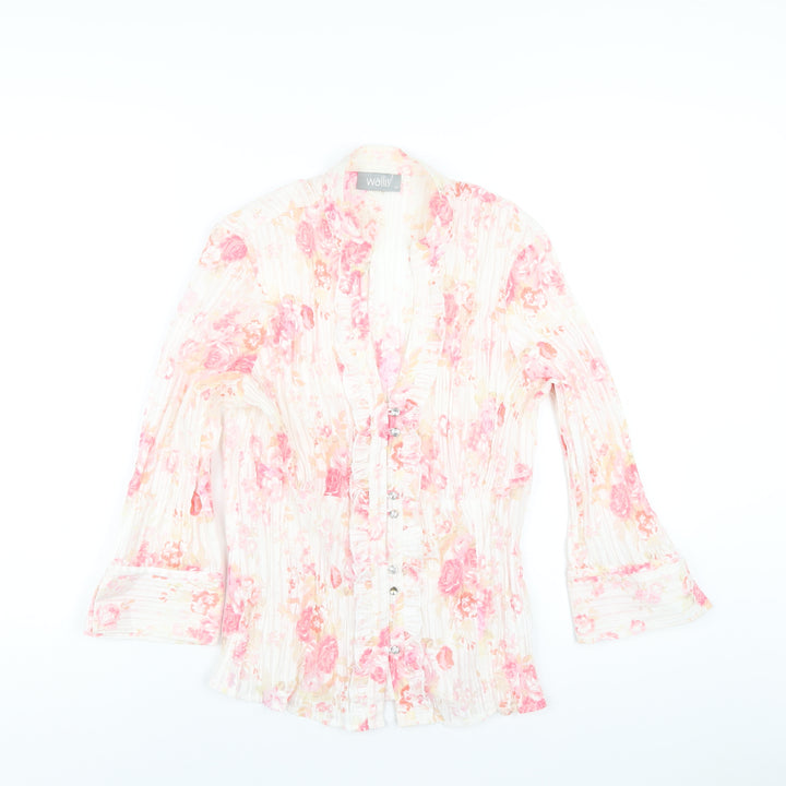 Wallis Womens Multicoloured Floral Polyester Basic Button-Up Size 12 V-Neck