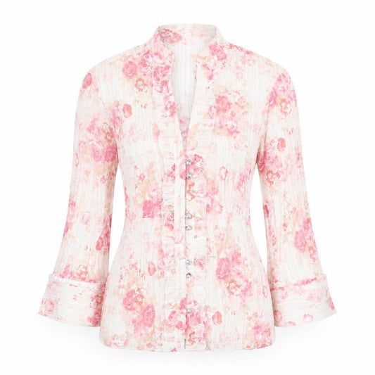 Front view of Wallis women’s multicoloured floral polyester basic button-up, size UK 12, v-neck