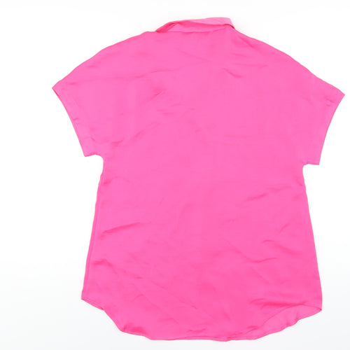 Marks and Spencer Womens Pink Polyester Basic T-Shirt Size 6 Collared