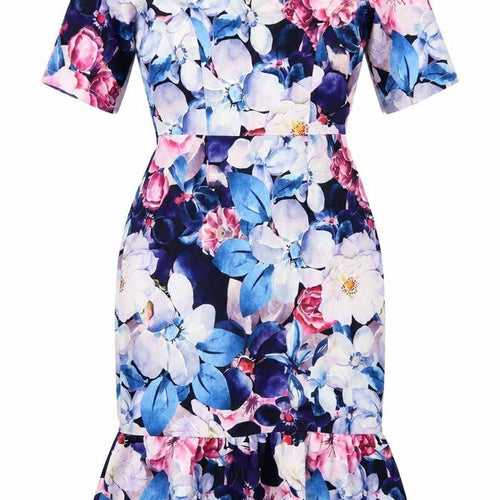Paper Dolls Womens Multicoloured Floral Polyester Bodycon Size 8 Off the Shoulder Zip