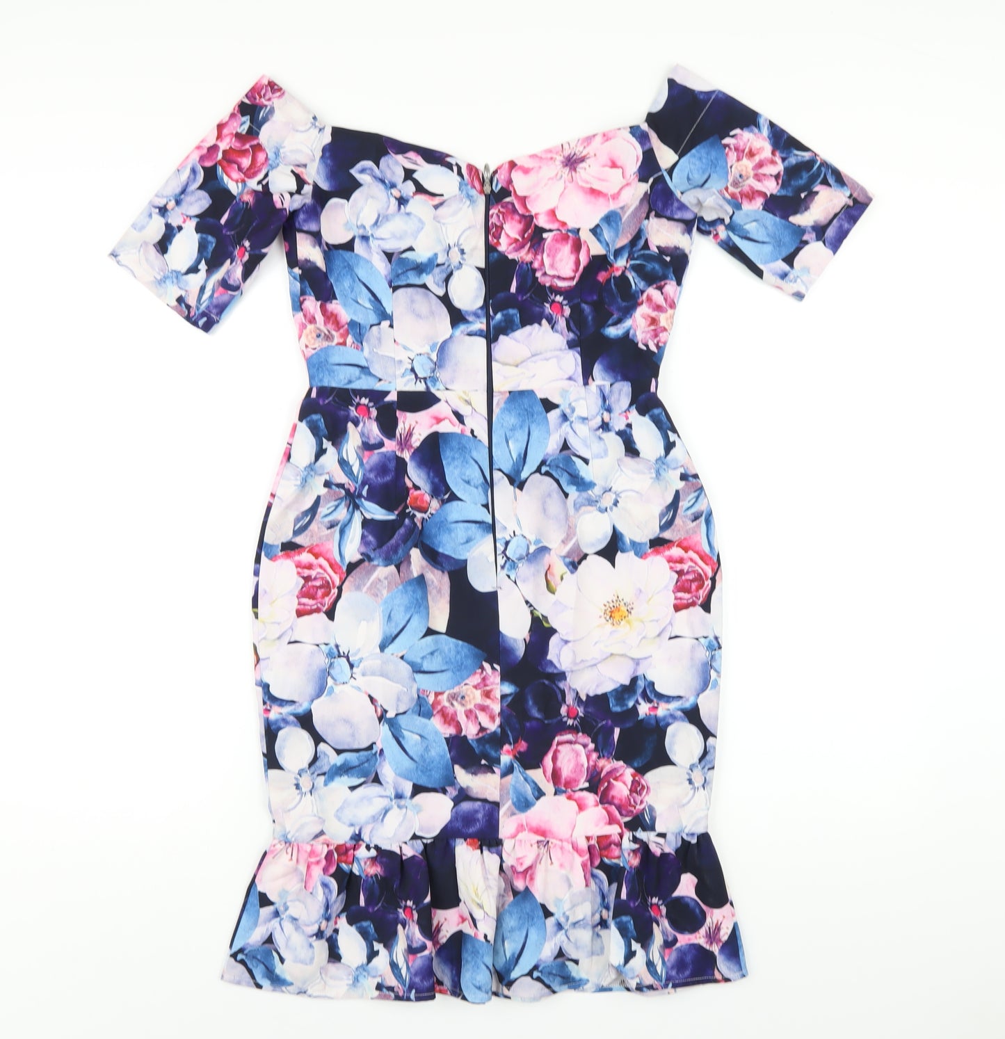 Paper Dolls Womens Multicoloured Floral Polyester Bodycon Size 8 Off the Shoulder Zip