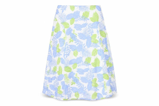 Front view of Emreco women’s multicoloured geometric cotton a-line skirt, size UK 12