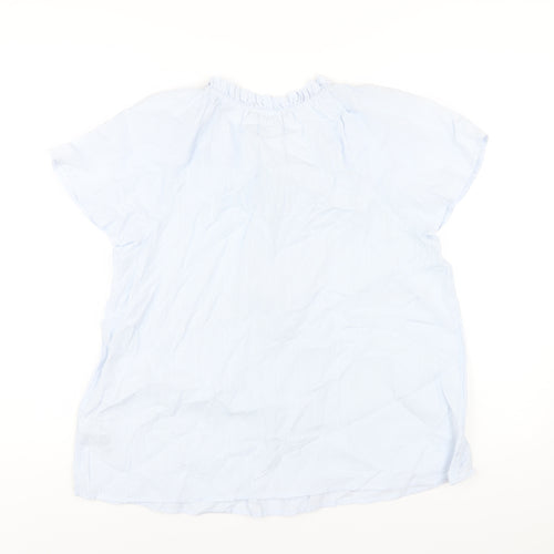 Marks and Spencer Womens Blue Cotton Basic T-Shirt Size 14 Round Neck