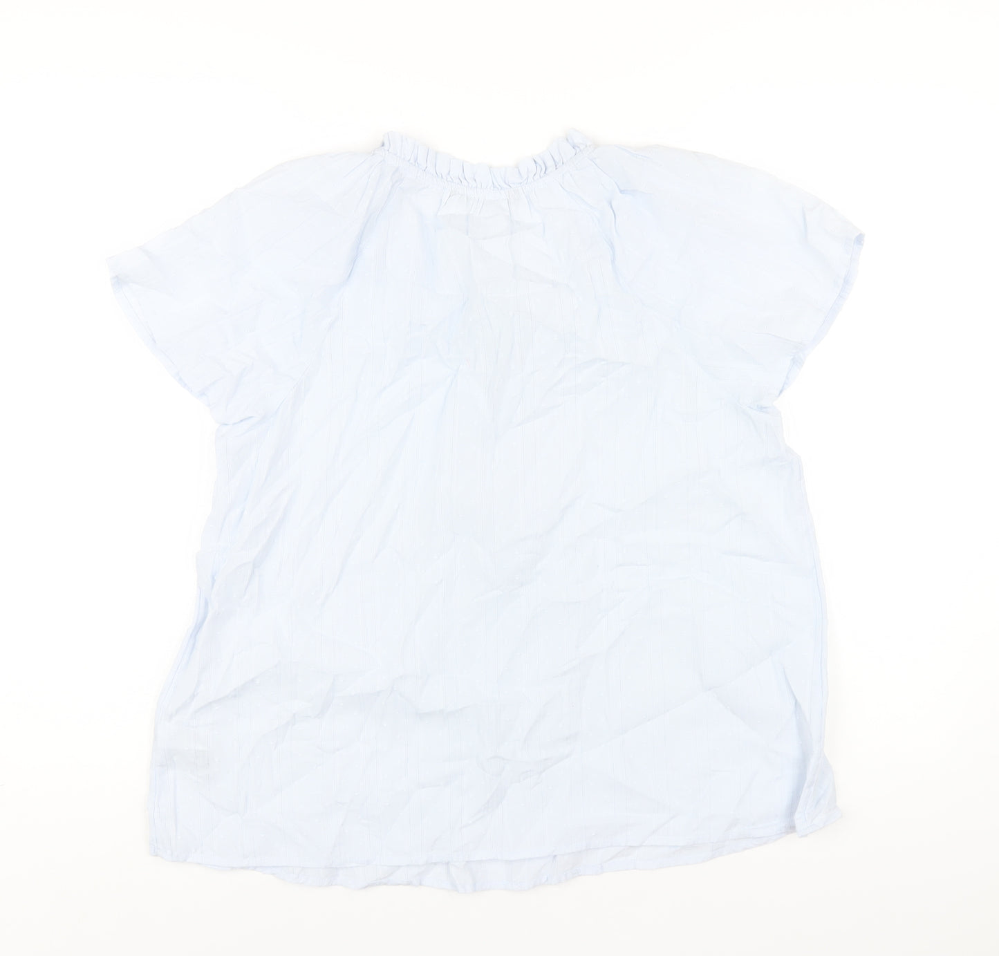 Marks and Spencer Womens Blue Cotton Basic T-Shirt Size 14 Round Neck