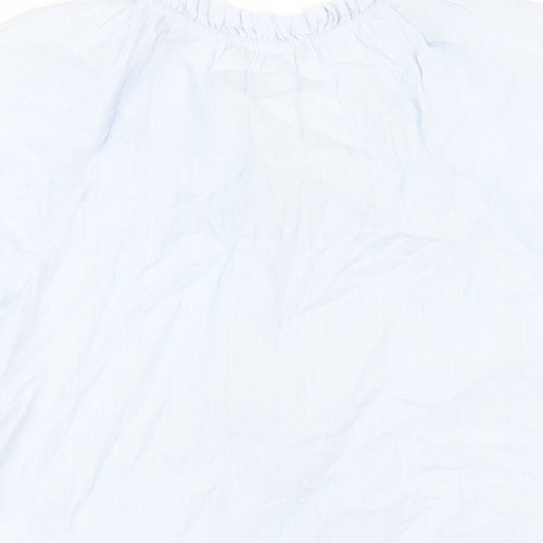 Marks and Spencer Womens Blue Cotton Basic T-Shirt Size 14 Round Neck