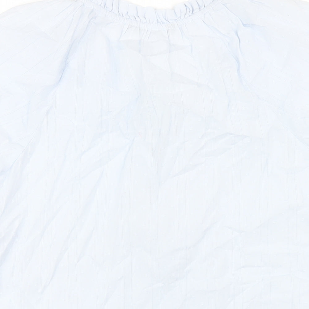 Marks and Spencer Womens Blue Cotton Basic T-Shirt Size 14 Round Neck