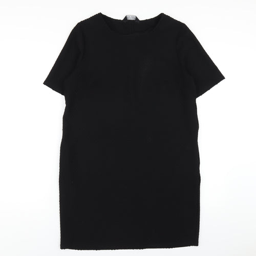 Dorothy Perkins Womens Black Polyester T-Shirt Dress Size 14 Round Neck Pullover