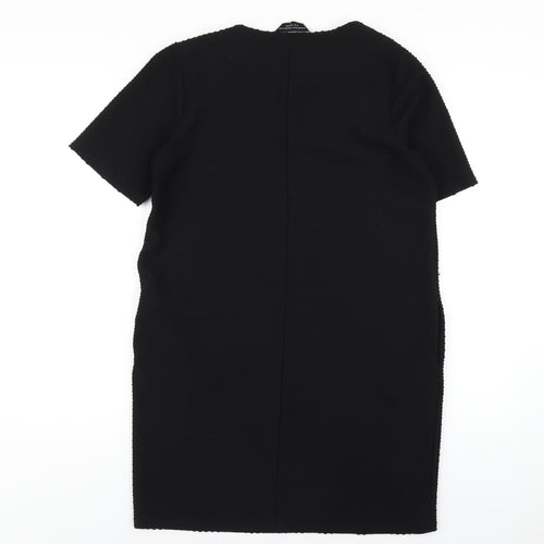 Dorothy Perkins Womens Black Polyester T-Shirt Dress Size 14 Round Neck Pullover