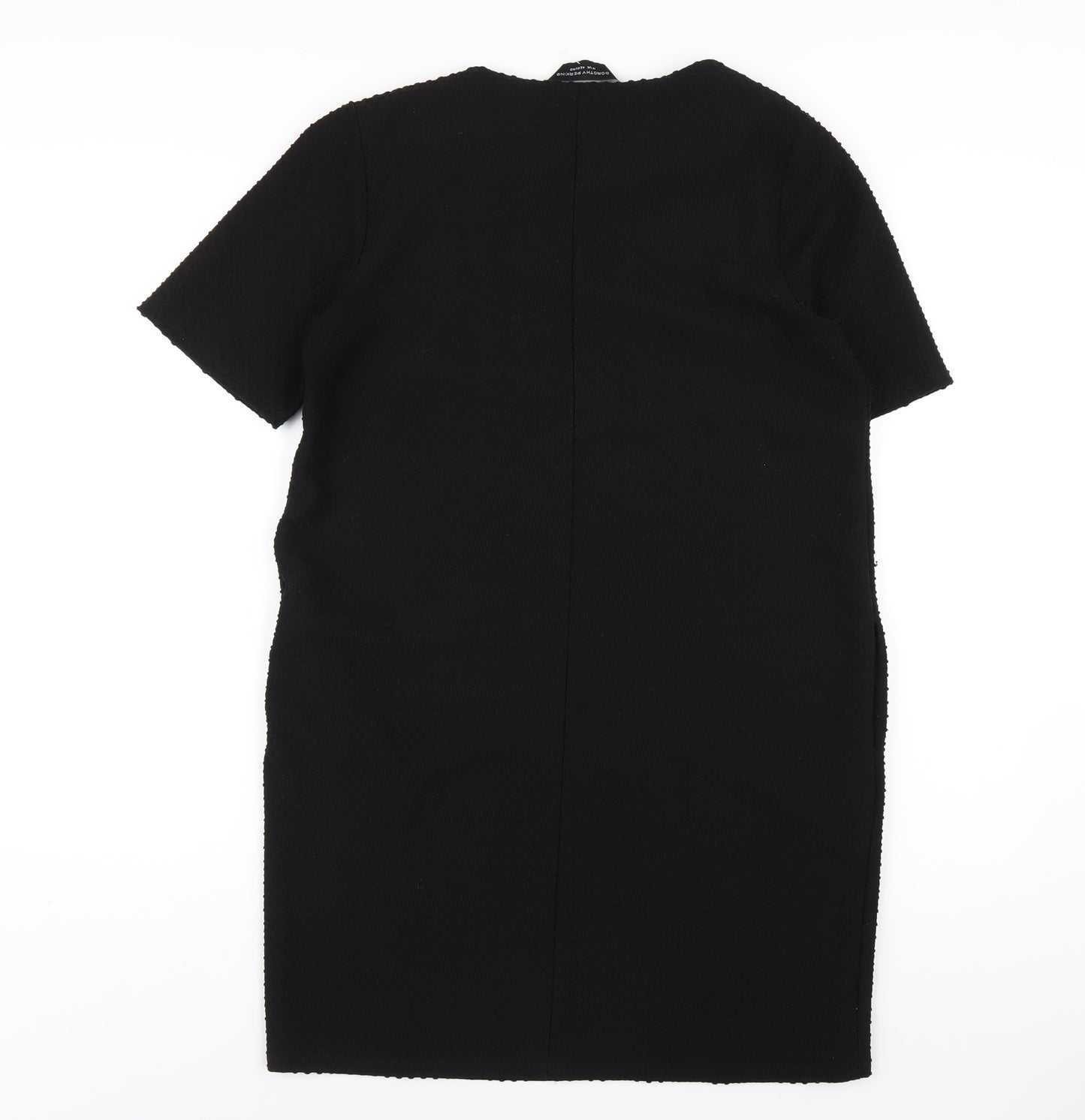 Dorothy Perkins Womens Black Polyester T-Shirt Dress Size 14 Round Neck Pullover