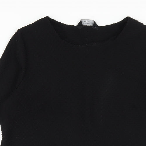 Dorothy Perkins Womens Black Polyester T-Shirt Dress Size 14 Round Neck Pullover