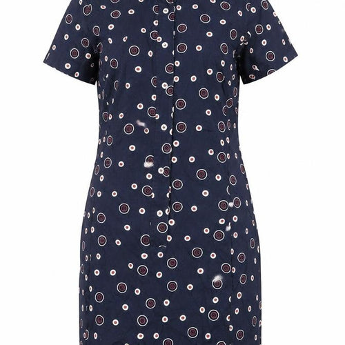 Esprit Womens Blue Geometric Cotton Shirt Dress Size 12 Collared Button