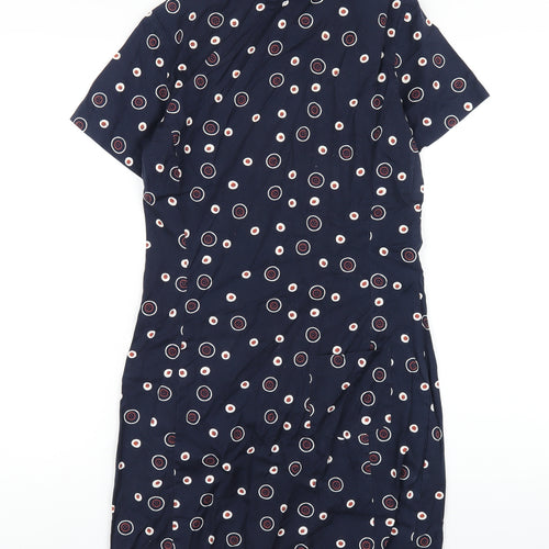 Esprit Womens Blue Geometric Cotton Shirt Dress Size 12 Collared Button
