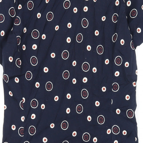 Esprit Womens Blue Geometric Cotton Shirt Dress Size 12 Collared Button