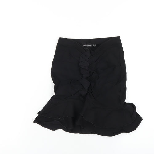 PRETTYLITTLETHING Womens Black Polyester Mini Skirt Size 4