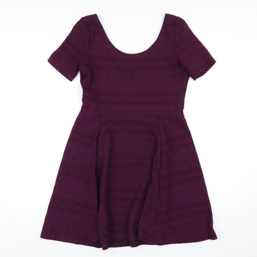 H&M Womens Purple Polyester A-Line Size M Scoop Neck Pullover