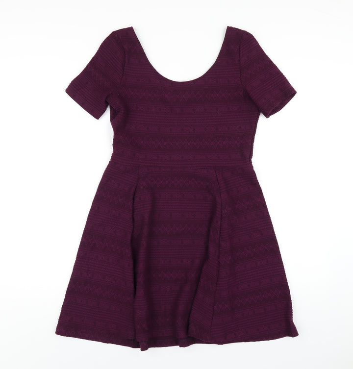 H&M Womens Purple Polyester A-Line Size M Scoop Neck Pullover