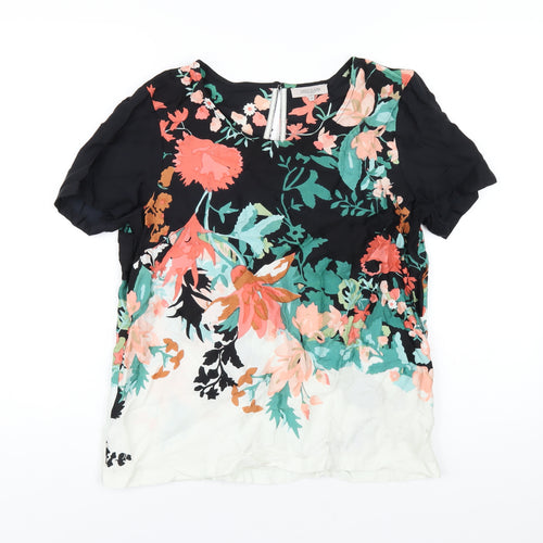Great Plains Womens Multicoloured Geometric Viscose Basic T-Shirt Size M Round Neck