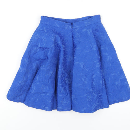 Topshop Womens Blue Cotton A-Line Skirt Size 6 Zip