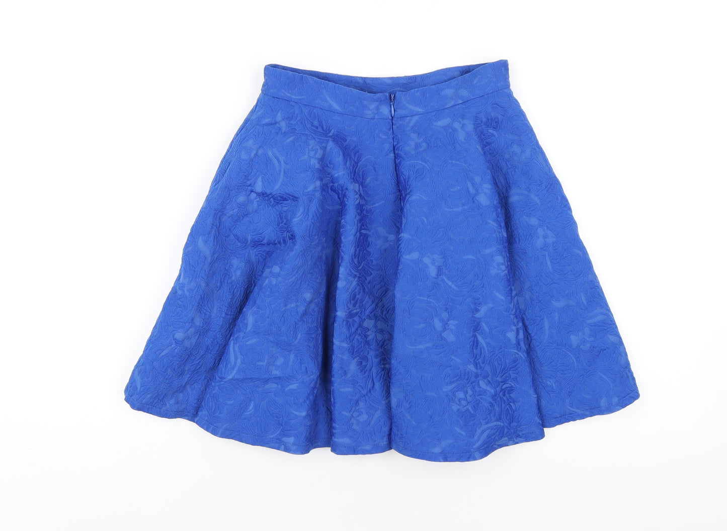 Topshop Womens Blue Cotton A-Line Skirt Size 6 Zip