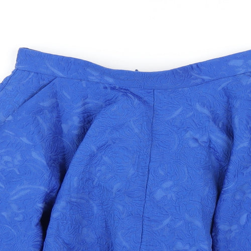 Topshop Womens Blue Cotton A-Line Skirt Size 6 Zip