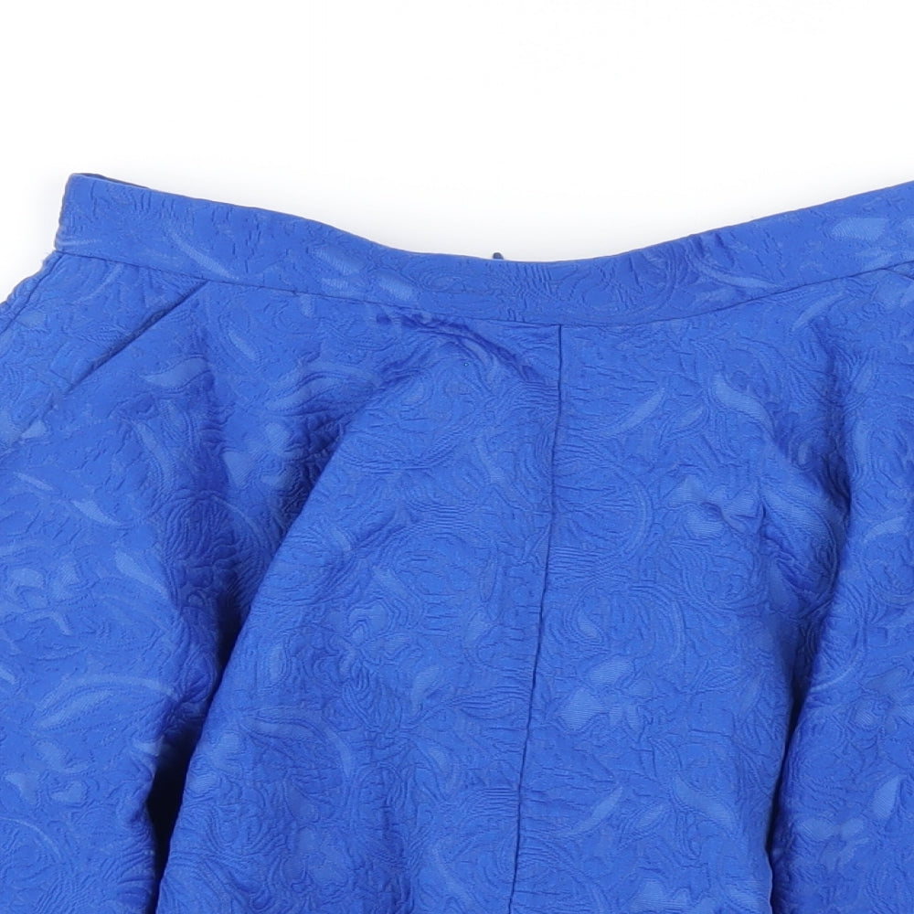Topshop Womens Blue Cotton A-Line Skirt Size 6 Zip