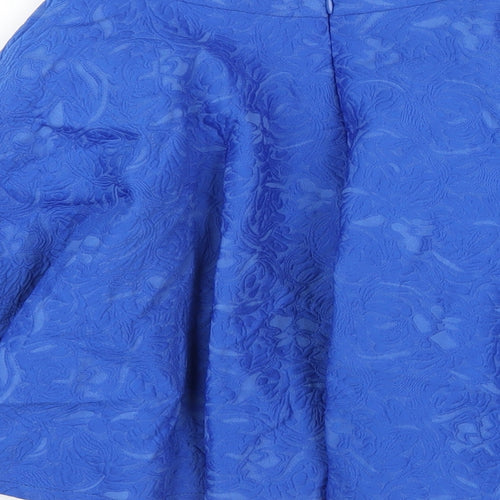 Topshop Womens Blue Cotton A-Line Skirt Size 6 Zip