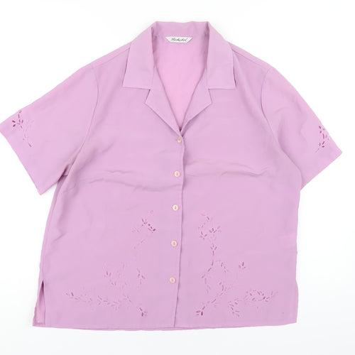 Berkertex Womens Purple Polyester Basic Button-Up Size 14 Collared