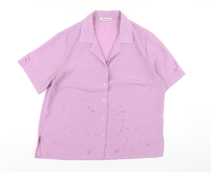Berkertex Womens Purple Polyester Basic Button-Up Size 14 Collared