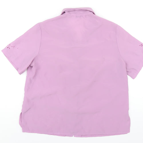 Berkertex Womens Purple Polyester Basic Button-Up Size 14 Collared