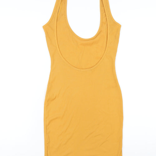 Missguided Womens Yellow Polyester Bodycon Size 8 Scoop Neck Pullover